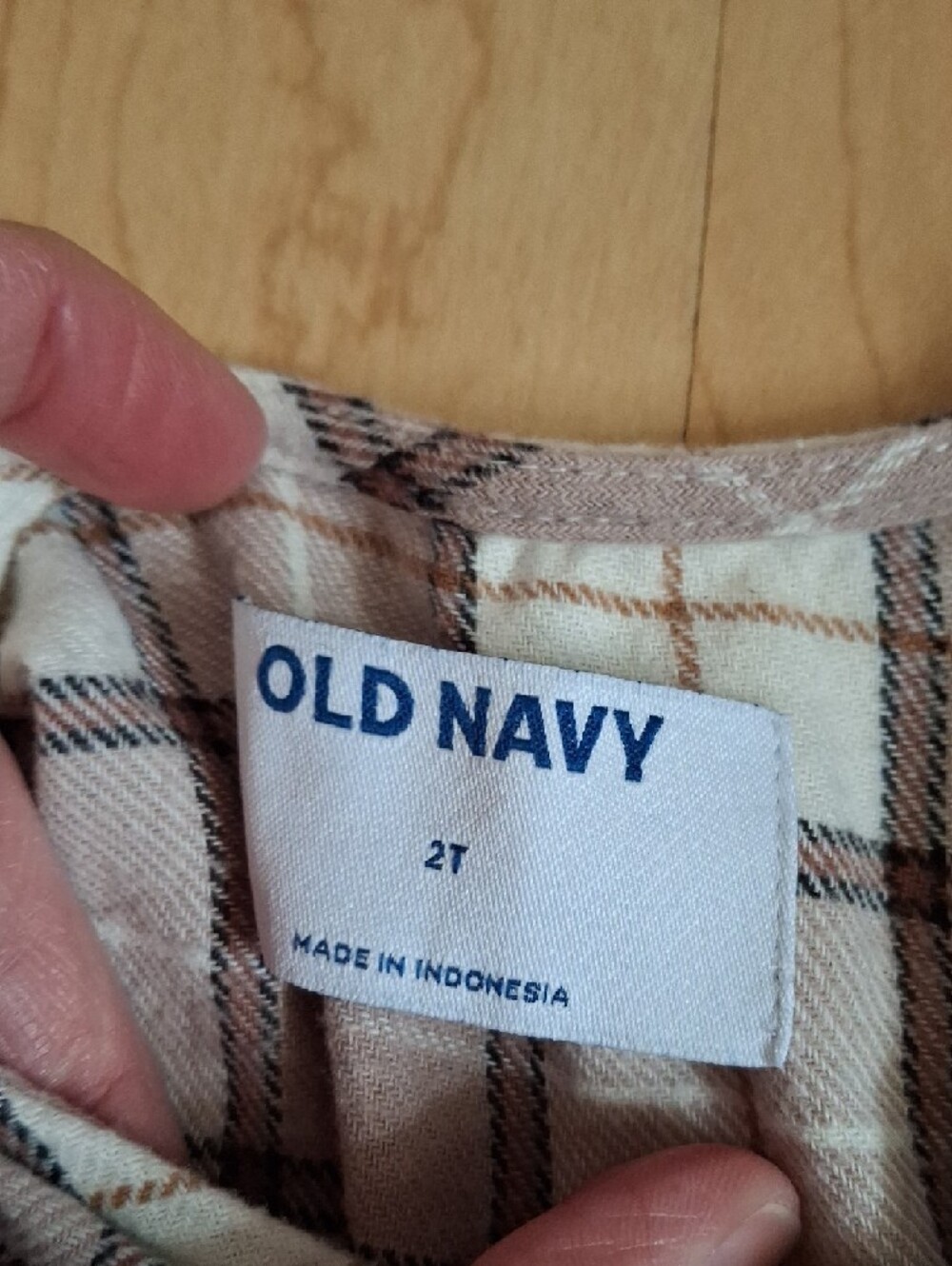Old Navy Toddler Plaid Flannel Dress in Cream and Brown Size 2T - Picture 2 of 4
